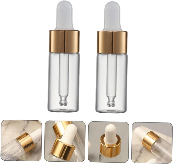10Pcs Leakproof Glass Dropper Bottles Clear Essential Oil Containers Portable Travel Storage with Tops for Perfume and Aromatherapy