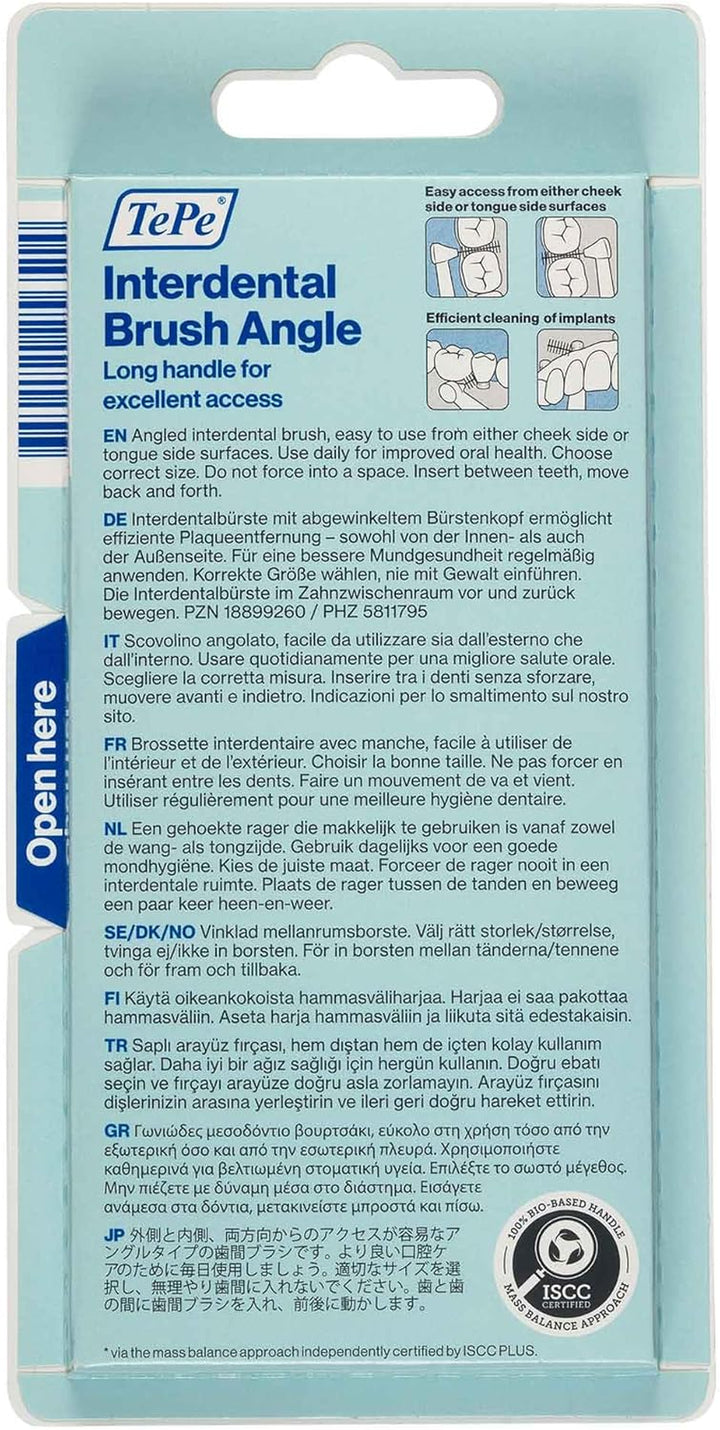 Interdental Brush Angle, Red, 0.5Mm/Iso 2, 6Pcs, Interspace Cleaning, Plaque Remover for Teeth with Narrow Gaps, Ensures Strong Gums and Teeth, Carton Pack