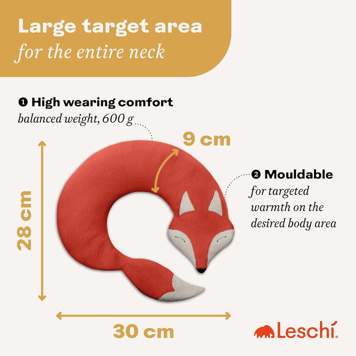 Wheat Bag Microwavable - 100% Organic Cotton and Organic Wheat - Fox Red - Microwave Pillow, Unscented - Snug Grain Pillow Ideal for Tension in Back, Neck and Shoulders