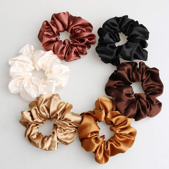 6 Pieces Hair Scrunchies, Satin Elastic Soft Hair Ties Scrunchy Hair Bands for Girls and Ladies