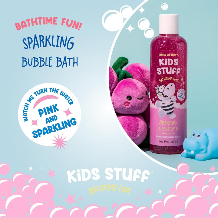 Pink Sparkling Bubble Bath | Kids Bubble Bath with Strawberry Swirl Scent | Turns Water Pink & Sparkling for Bathtime Fun | Dermatologically Tested | Mild & Gentle on Skin | Vegan | 300Ml