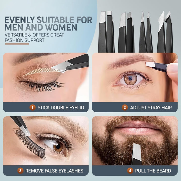 Professional Tweezers for Facial Hair Women and Men - Stainless Steel Precision Tweezers for Ingrown Hair (4 Pcs)