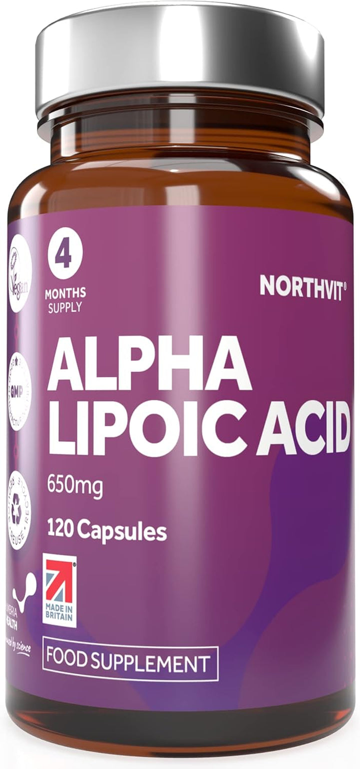 Alpha Lipoic Acid 650Mg Capsules, 50/50 Blend of Both R-ALA & S-ALA, 120 Vegan Capsules (4 Month Supply), Powerful Natural Protective Antioxidant, Made in UK