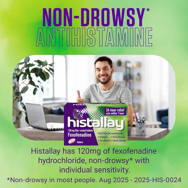 Hayfever & Allergy Relief Tablets, 30 Tablets, 120Mg Fexofenadine, Antihistamine 24Hr Relief, Acts within 1Hr, Relieves Hayfever, Pet, Dust and Mould Allergies