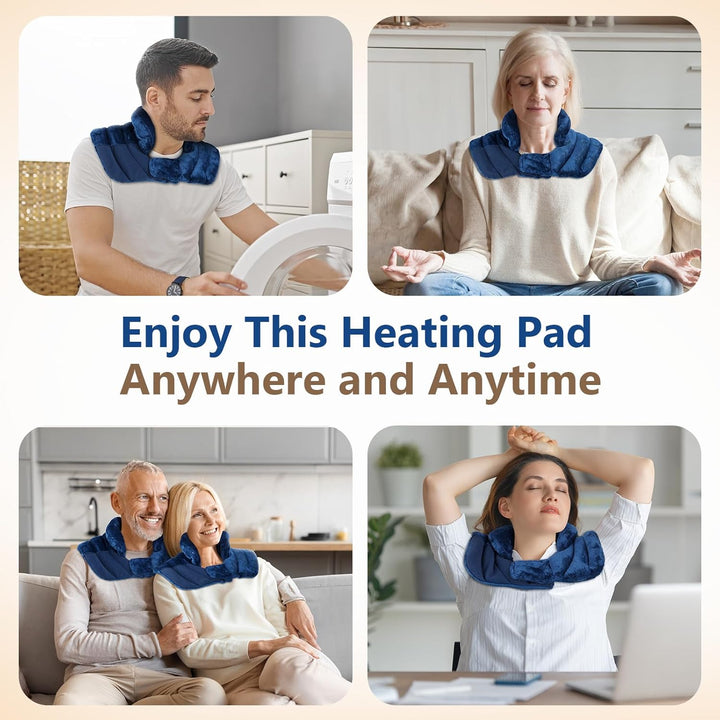 Microwave Heating Pad for Neck, Shoulders, 2.42LB Weighted Microwavable Neck Warmer for Pain Relief, Wearables Adjustable Heated Neck Wrap, Wheat Bags with Moist Heat Therapy, Recovery Gifts
