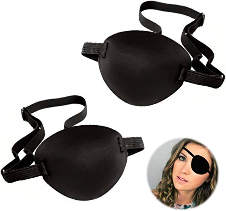 Eye Patch, 2PCS Adjustable Eye Patches, Medical Eye Patch, Amblyopia Lazy Eye Patches for Left or Right Eyes, Black