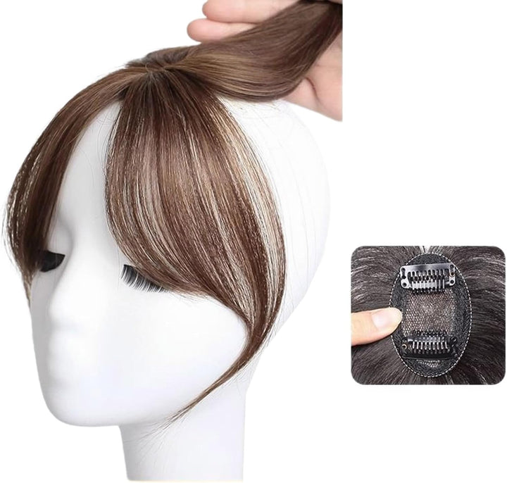 Natural Bangs Toppers Hairpieces for Covering White Loss Hair Bangs Hairpiece Replacement Black Fringe Toupee Wigs for Women with Bangs