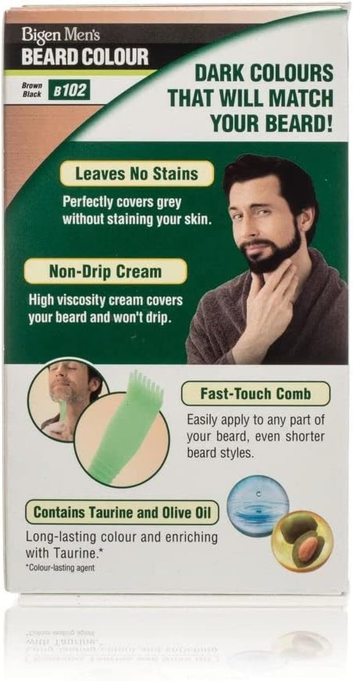 3 X  Men'S Beard Colour | No Ammonia Formula with Aloe Extract & Olive Oil | Covers Gray Hair, Leaves No Stains, Long-Lasting Results | 102 Brown Black