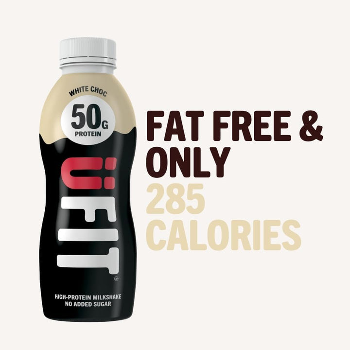 High 50G Protein Shake - White Chocolate Flavour - No Added Sugar - Low in Fat - Ready to Drink - Pack of 8 X 500Ml (Packaging May Vary)