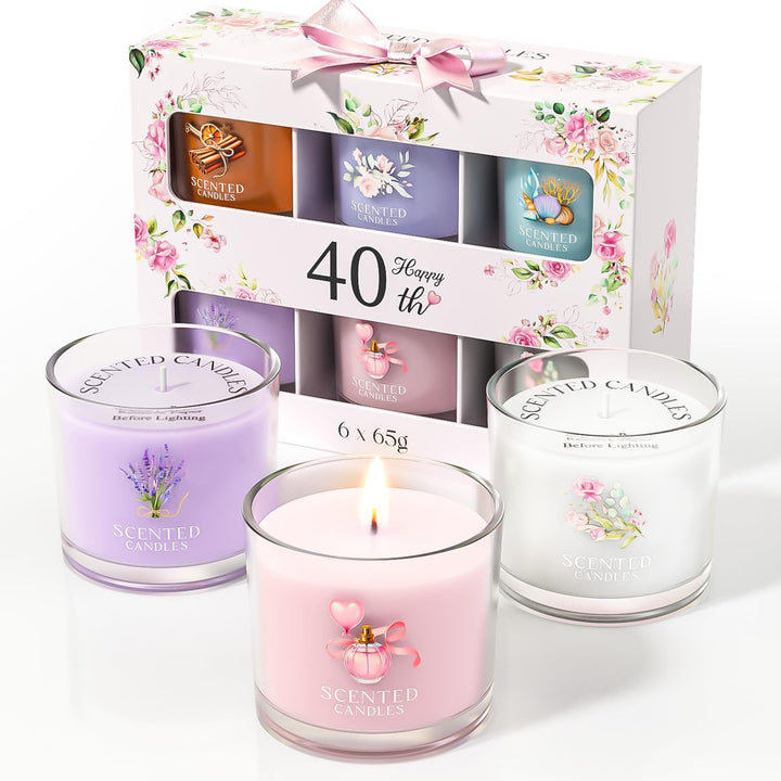 Candle Set, Scented Candle Gift Set for Her, 3 Scented Votive Candles, Birthday Gifts for Women/Men (Pink+Purple+White, 200G)