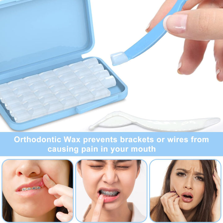 Dental Wax for Braces,Orthodontic Wax for Braces,2 Box Braces Wax Whit Applicator Tool(Blue)