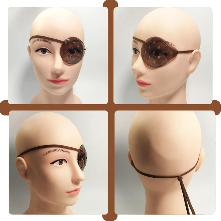 2Pcs Eye Shield after Cataract Surgery Dark Clear Plastic Shield with Brown Elastic Strap,Cataract Eye Protection Patch for Sleeping after Surgery,Reduce the Sensitivity of the Eyes to Light