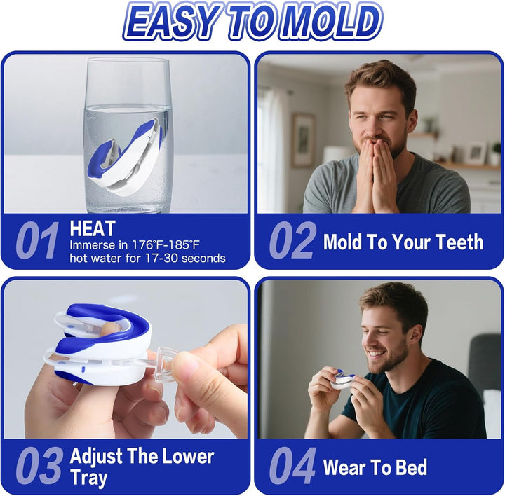 Anti Snoring Devices for Sleep,Adjustable anti Snoring Device Mouth Guard,Sleeping Snore Stopper Mouthpiece,Anti Snore Mouthpiece Device Stop Snoring Aids for Women Men (Blue)