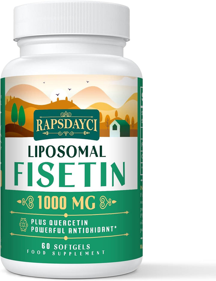 Liposomal Fisetin with Quercetin - High Potency 1200Mg per Serving Combo Antioxidant Supplement for Optimal Health - 60 Softgels per Bottle (Pack of 2)