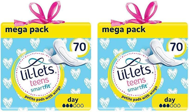 Teens Day Pads X 70, Petite Towels for Girls & Teenagers, with Wings, for Light to Medium Flow, Unscented, Soft & Breathable, First Period Sanitary Towels, 5 Packs of 14 Pads - Bulk Pack