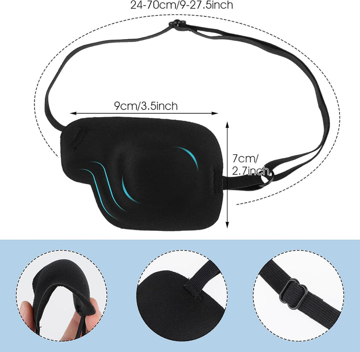 2Pcs Left Eye Patches for Adults,3D Adjustable Eyepatchs for Left Eye,Medical Eyepatch for Lazy Eye Amblyopia Strabismus or after Surgery (2Pcs Adjustable Buckle Style)