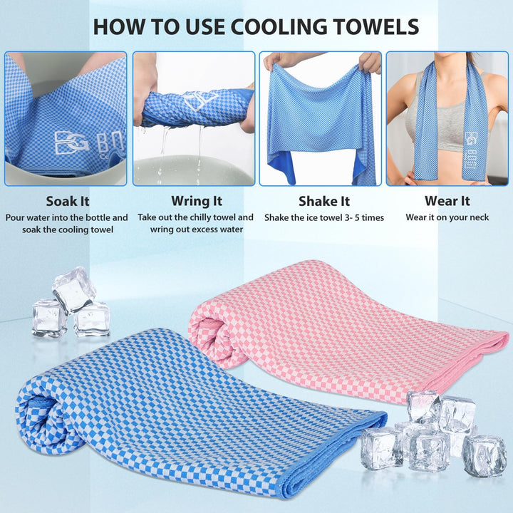 Cooling Towel, Cooling Towels for Neck(100X30 Cm) Ice Towel Cooling Towel, Soft Breathable Sweat Towel for Men & Women,Stay Cool for Yoga, Sport, Gym, Workout, Camping & More Activities | Pink