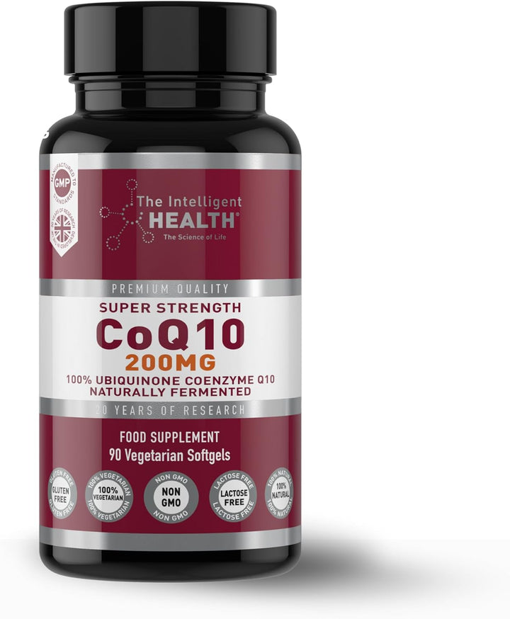 Ubiquinone Co Enzyme Q10 Softgel Capsules, Super Strength Vegan Friendly Naturally Fermented High Absorption Coq10 Capsules Made in the UK to GMP Standards -  (90 Count, 300 Mg)