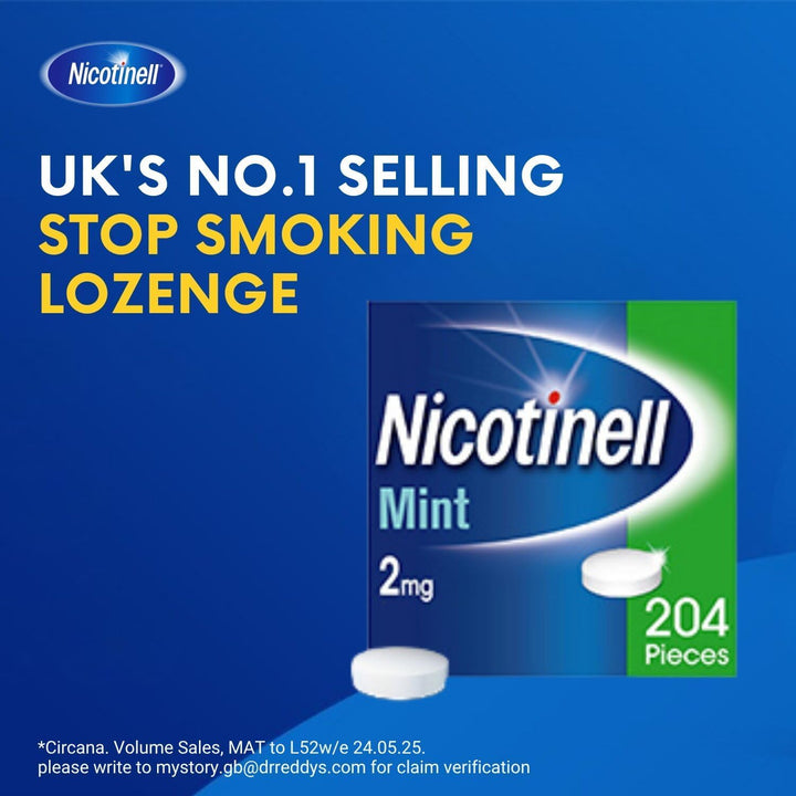 Mint Lozenge 1Mg (204 Lozenges), Stop Smoking Aid, Sugar Free Nicotine Lozenges, Fresh Mint Flavour, 1Mg Regular Strength for Light Smokers, Quit Smoking Aid