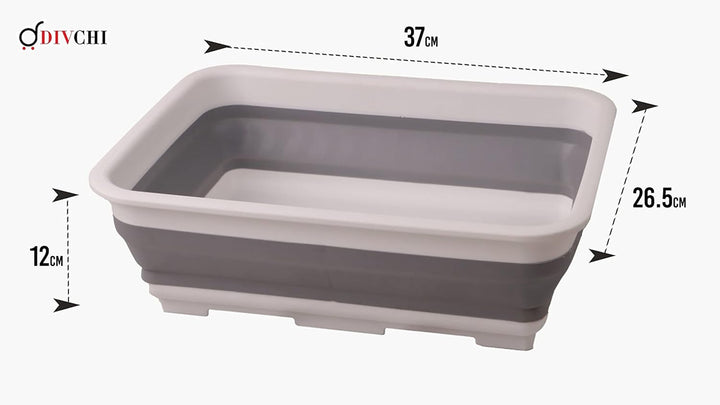 Folding Washbasin Collapsible Washing up Bowl Retractable Portable Thickened Travel Washbasin Wash Foam Foot Travel Outdoor Car Laundry Washing Basin (Grey/White)