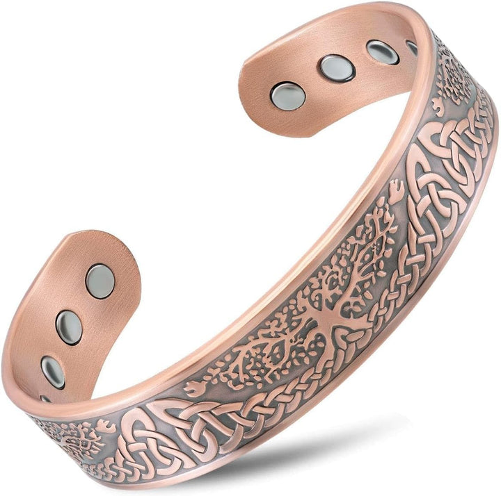 ® Pure Copper Magnetic Bracelet - Magnetic Copper Bracelets for Men - Adjustable Cuff + Gift Box (Twisted Copper)