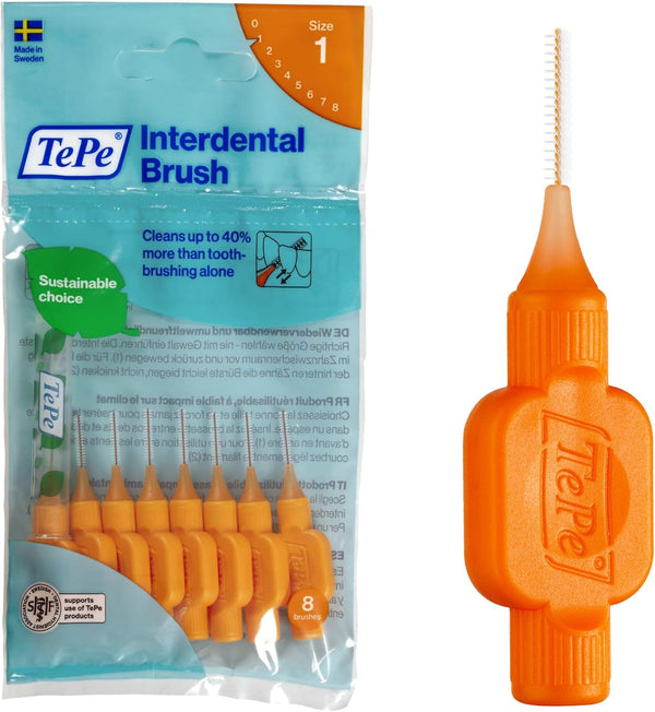 Interdental Brush, Original, Orange, 0.45Mm/Iso 1, 8Pcs, Teeth Cleaning Plaque Removal, Efficient Clean between Teeth, for Narrow Gaps
