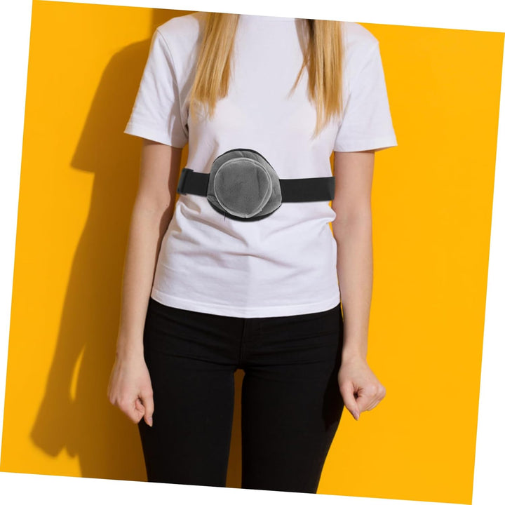 Adjustable Strap Smokeless Moxa Box Copper Moxibustion Container Gray Cloth Bag Portable Heat Therapy for Waist Neck Shoulder Back Pain Relief