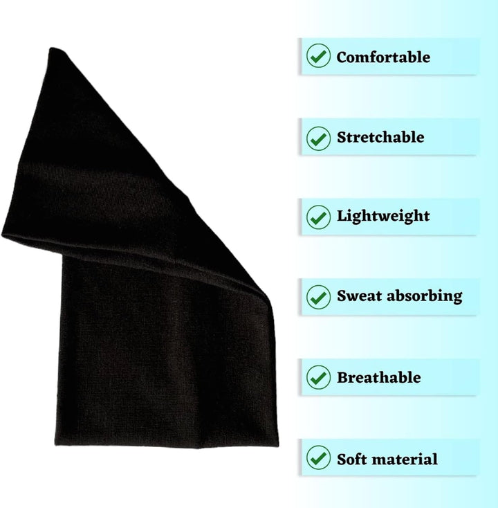 Extra Wide Headbands 11Cm Plain Stretchy Kylie Head Band 2 Pack Unisex Bandeau Headbands for Women & Men Soft Hairbands Yoga Bandana Headband (Black)