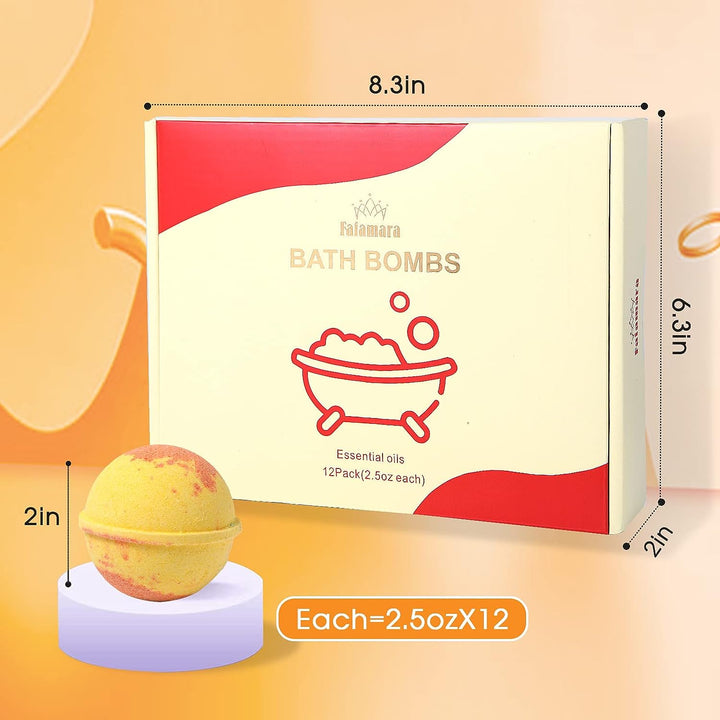 Bath Bombs, Gift Set Rich in Essential Oils Natural Handmade Bath&Spa Fizzles Marvelous Salts to Moisturize Skin and Relieve Stress Romantic Gifts for Her/Him/Girlfriend/Wife (Pack of 12)