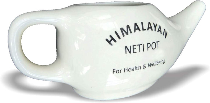 Ceramic Neti Pot and Himalayan Neti Himaliyan Salt, Neti Pot Sinus Rinse for Nasal Flushing Detoxing Cleanser Sinus Relief Nasal Rinse Sinus Rinse Saline Solution Salt Pot (Pack of 2)