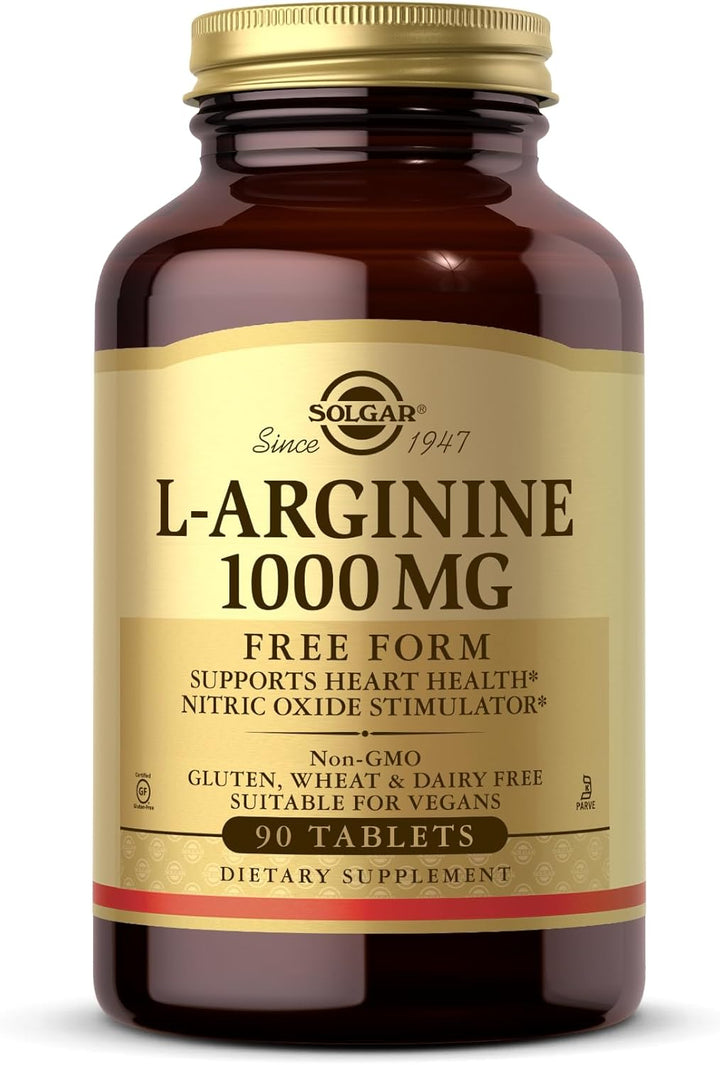 L-Arginine 1000Mg Tablets - Pack of 90 - for a Healthy Metabolism - Ideal for Athletes - Vegan and Gluten Free, Gold