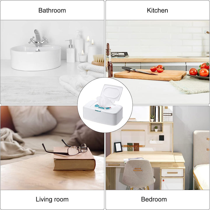 Wipes Dispenser, Sealed Tissue Storage Box Baby Wet Wipes Case Dry Wet Tissue Paper Case Holder Keep Wipes Fresh Reusable Wipes Box for Home Office Desk