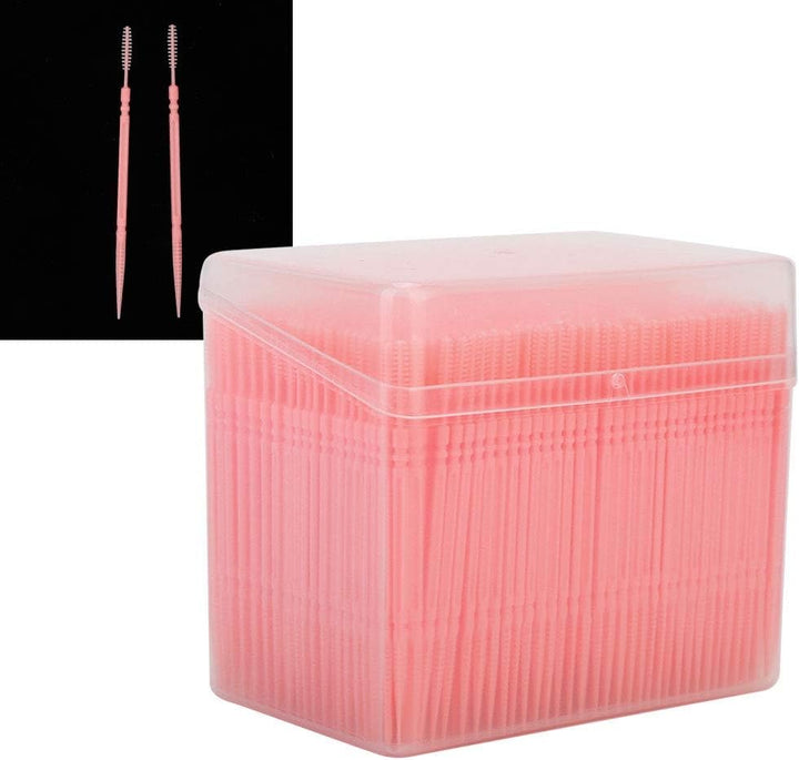 Double Head Teeth Cleaning Toothpick Oral Care Floss Pick 1100Pcs Box for Large Tooth Crevice (Pink)