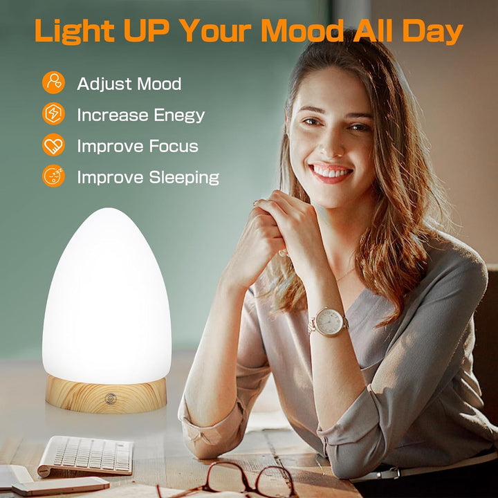 Sad Lamp, 10000LUX Light Therapy Lamp with 360° Effective Field, 3 Colors Temperature, 4 Timers,4 Brightness Levels&Memory Function, UV Free Sun Light Lamp for Home/Office(Vl-Tl-E9)
