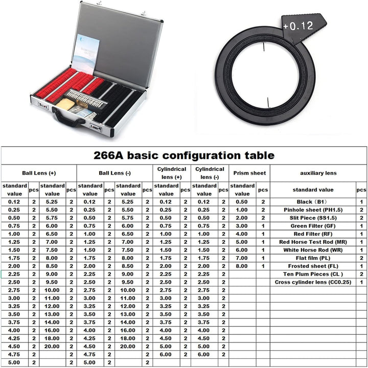 Trial Lens Set Leather 266Pcs Plastic Rimtrial Lens Case Optometry Insert Box Optometry Accessories Box Try-On Inserts Optical Equipment(Color:Black,Size:266Pcs)