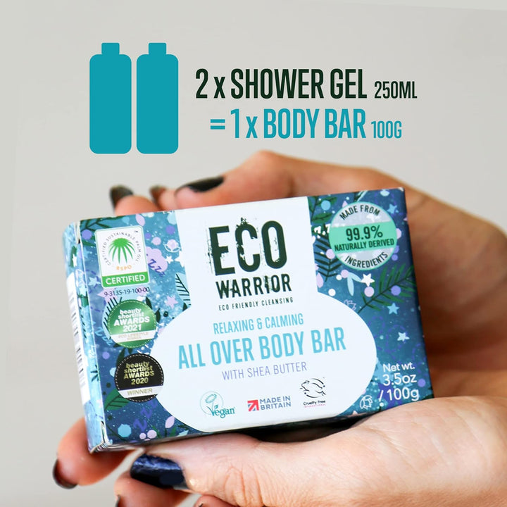 Eco Warrior All over Body Soap Bar - Vegan, Cruelty Free, No SLS or Parabens, Deeply Nourishing Shea Butter, Body and Hand Soap Bar, , 100 G