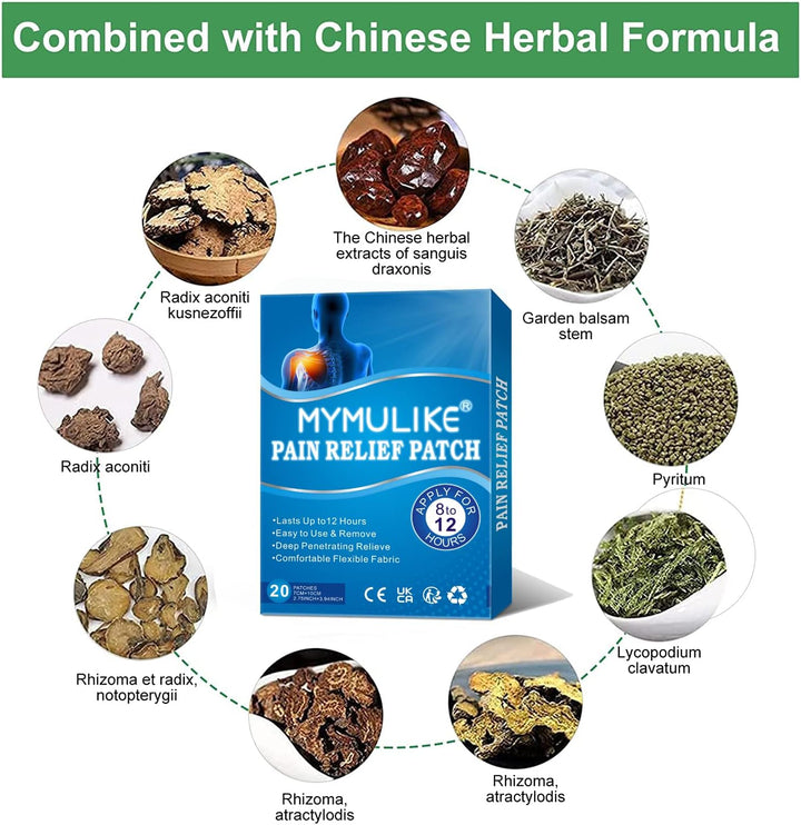 20Pcs Pain Relief Patches, Heat Patches for Pain Relief Fast-Acting Patches Long Lasting Relief of Pains for Knee, Back, Neck, Shoulder Pain and Muscle Soreness Knee Pain Relief Patch