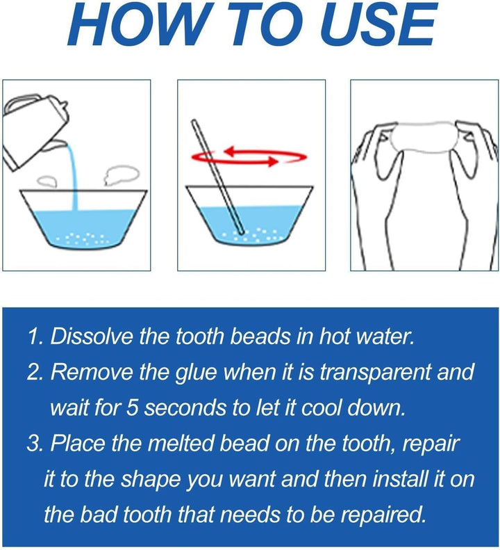 Fix Broken or Missing Teeth with a Temporary Filling Repair Kit - Bridges Gaps and Replaces Chipped Teeth with False Teeth and Fillers