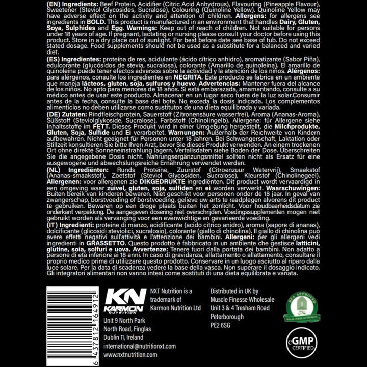 Beef Protein Isolate Powder - Protein Powder High in Natural Amino Acids - Paleo, Keto Friendly - Dairy and Gluten Free - Muscle Recovery | 1.2Kg (Pineapple)
