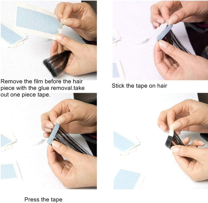 Hair Extension Tape Tabs,60 Pcs Double Sided Adhesive Human Hair Tape for Replacement, 4 X 0.8Cm