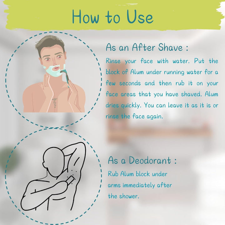 Alum Block Alum Stone Fitkari Natural Aftershave Soothing Solution for Shaving Razor Nicks, Bumps & Skin Irritation- Unscented Deodorant and Antiperspirant for Lasting Protection from Body Odour 100Gm