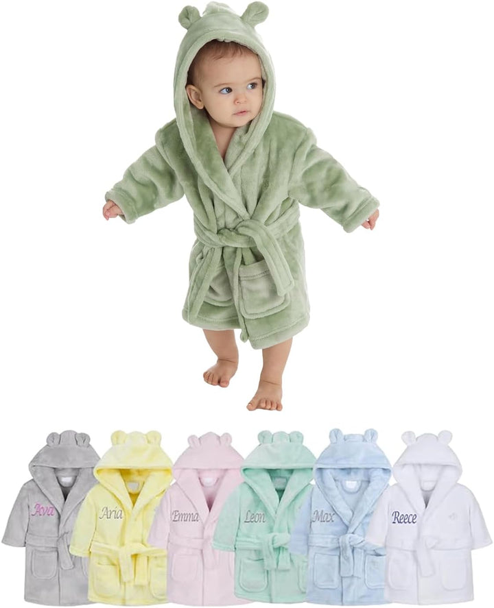 Personalised Baby Dressing Gown Baby Dressing Gown Robe with Teddy Ears Bath Robe Towel Personalised Gifts Girl Boy Clothing