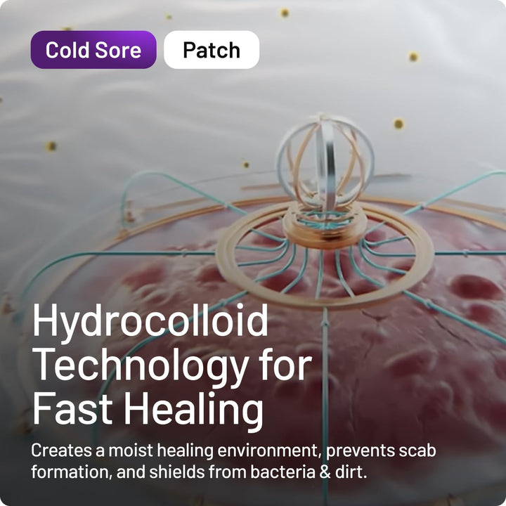 Hydrocolloid Cold Sore Treatment Patches (15 Invisible Plasters for Cold Sores) - 12 Hours Protection from Water, Bacteria & Viruses - Discreet, Easy to Apply Patches with Patch Applicator