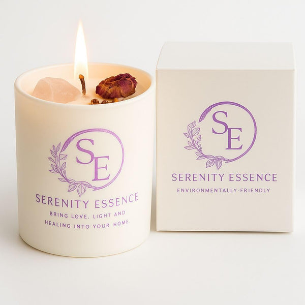 Lavender Candle with Rose Quartz Crystal Candle – Vegan Soy Wax Aromatherapy Candle, Healing & Stress Relief – Meditation & Relaxation – Christmas Gifts(60 Hrs)