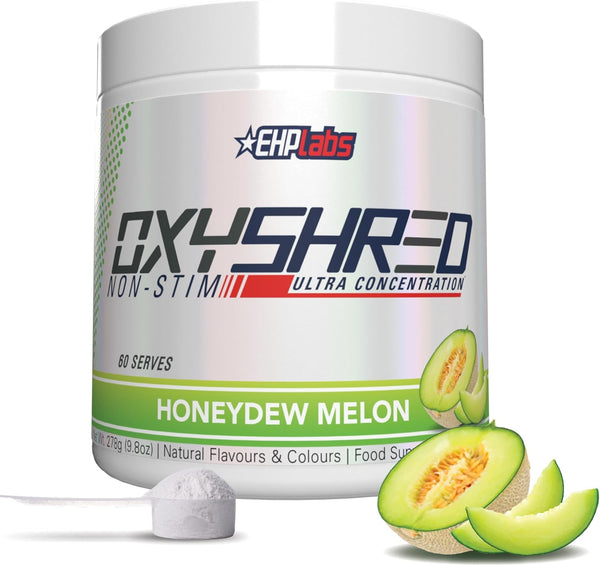Oxyshred Non Stimulant Thermogenic Pre Workout Powder & Shredding Supplement - Pre Workout Powder with L Glutamine & Acetyl L Carnitine, Energy Boost Drink - Honeydew Melon, 60 Servings