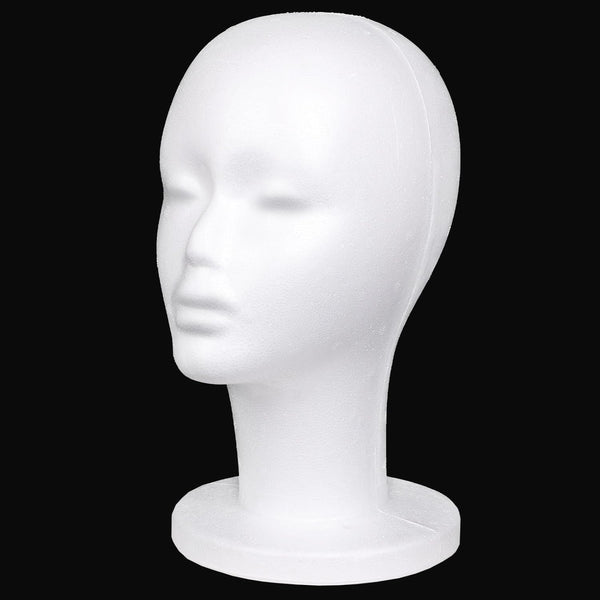 1 PCS Foam Wig Head White Female Styrofoam Mannequin Hairpieces Stand Holder Cosmetics Model Head Wig Display for Style,Model, Hats, Masks, DIY ,Arts,Hairpieces, Salon and Travel (#Bai)