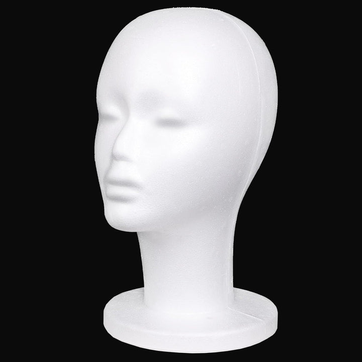 1 PCS Foam Wig Head White Female Styrofoam Mannequin Hairpieces Stand Holder Cosmetics Model Head Wig Display for Style,Model, Hats, Masks, DIY ,Arts,Hairpieces, Salon and Travel (#Bai)