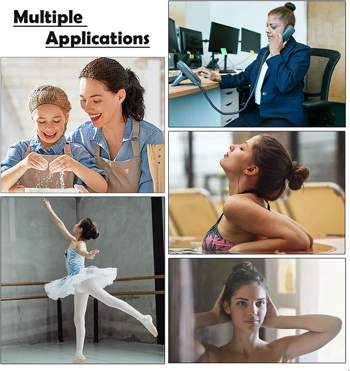 Brown Hair Nets for Buns Kit - 50PCS 50Cm Ballet Bun Nets and 10 PCS U Shaped Bobby Pins, Individual Package, Elastic Edge Mesh for Girls Women Dance Catering Working