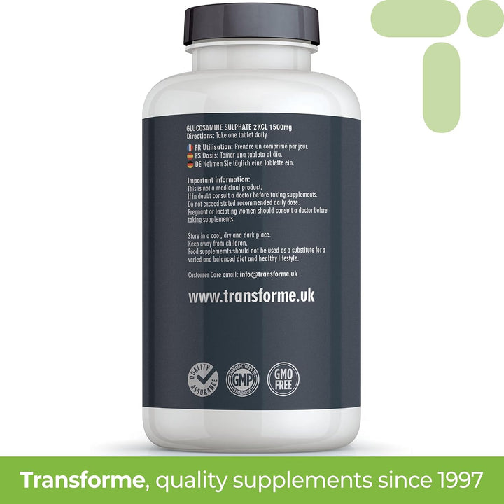 Glucosamine Sulphate 2Kcl 1500Mg 365 Tablets, 1 Year Supply, Vegan High Strength Glucosamine, 1 Coated Breakable Tablet per Day, UK Made Supplement for Men and Women by