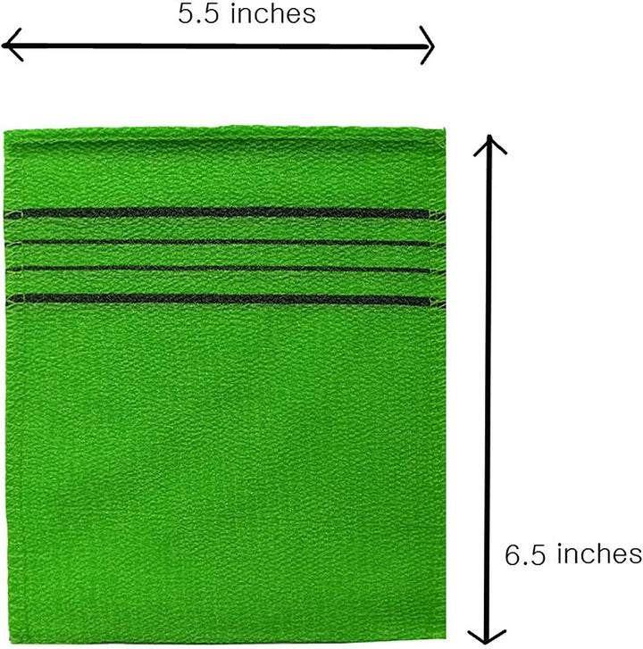 Asian Exfoliating Bath Washcloth - Red - Green GOLDSANGSA, 8 Count (Pack of 1)